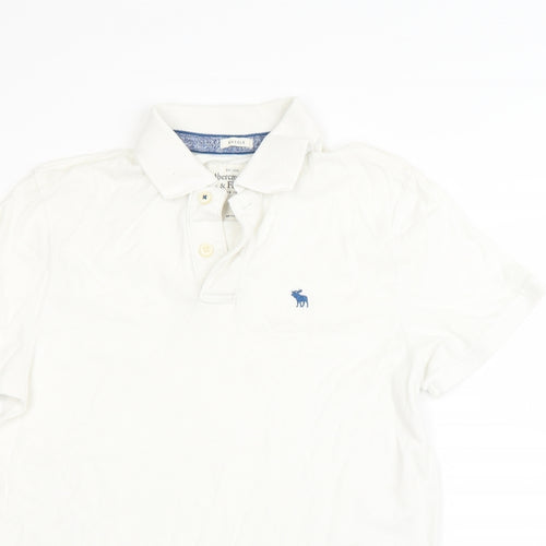 Abercrombie & Fitch Mens White  Cotton  Polo Size L Collared