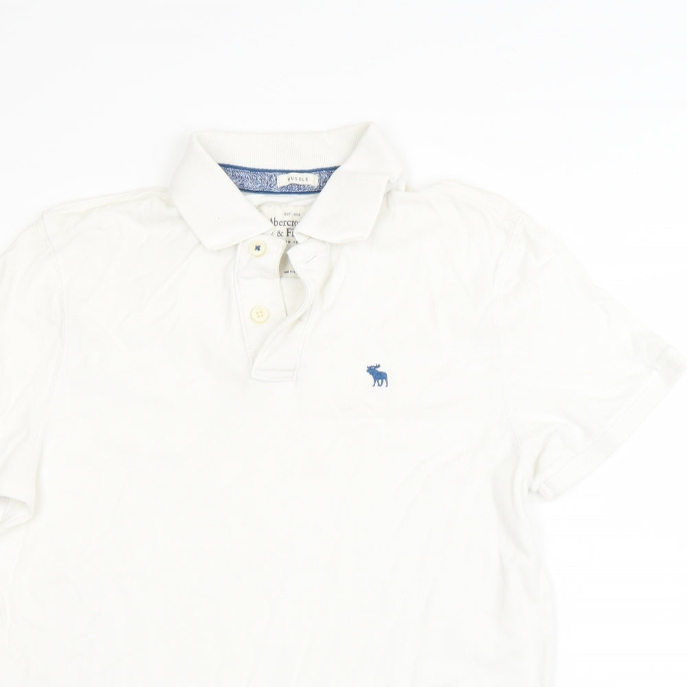Abercrombie & Fitch Mens White  Cotton  Polo Size L Collared