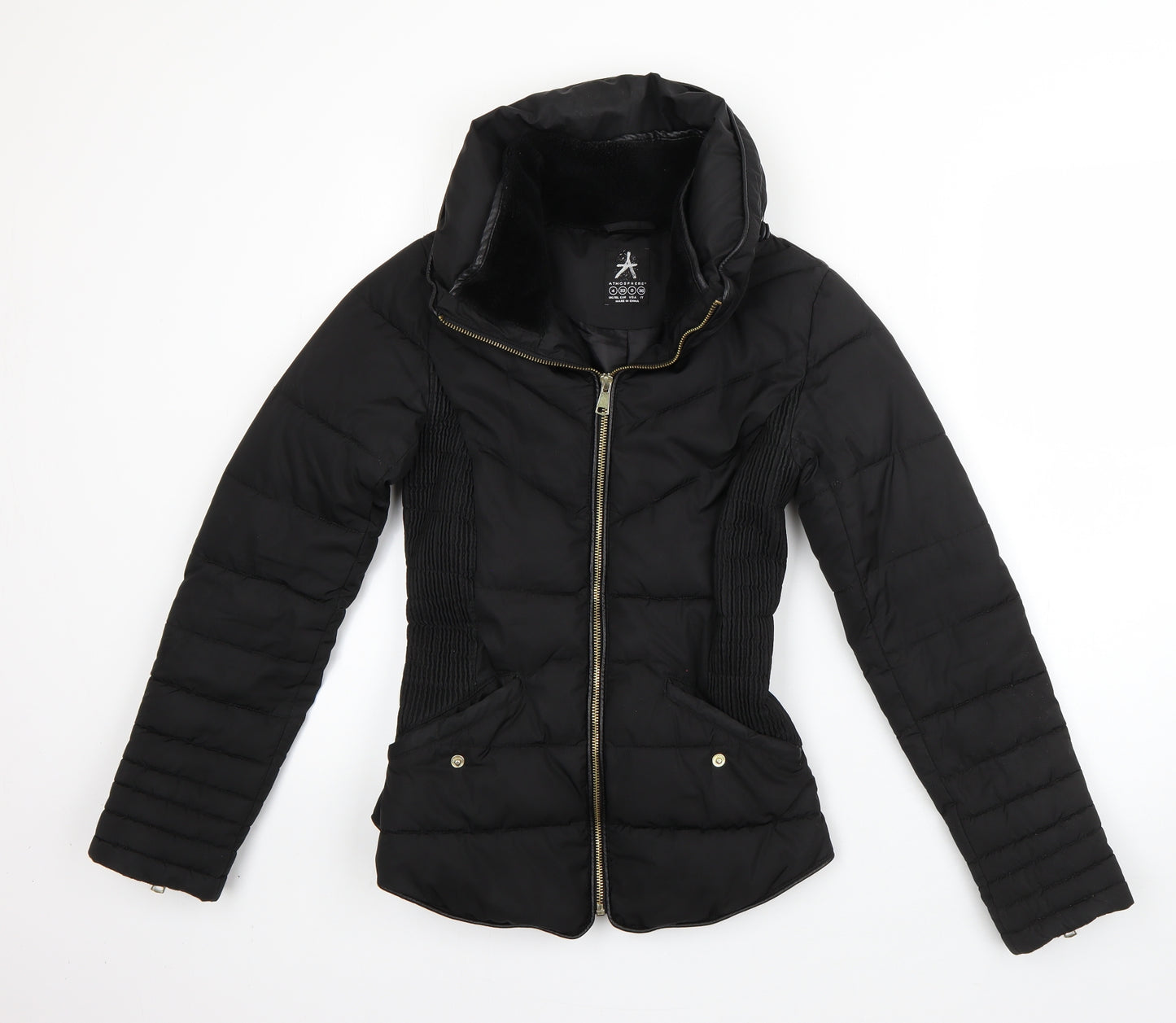 Atmosphere Womens Black   Puffer Jacket Coat Size 4  Zip