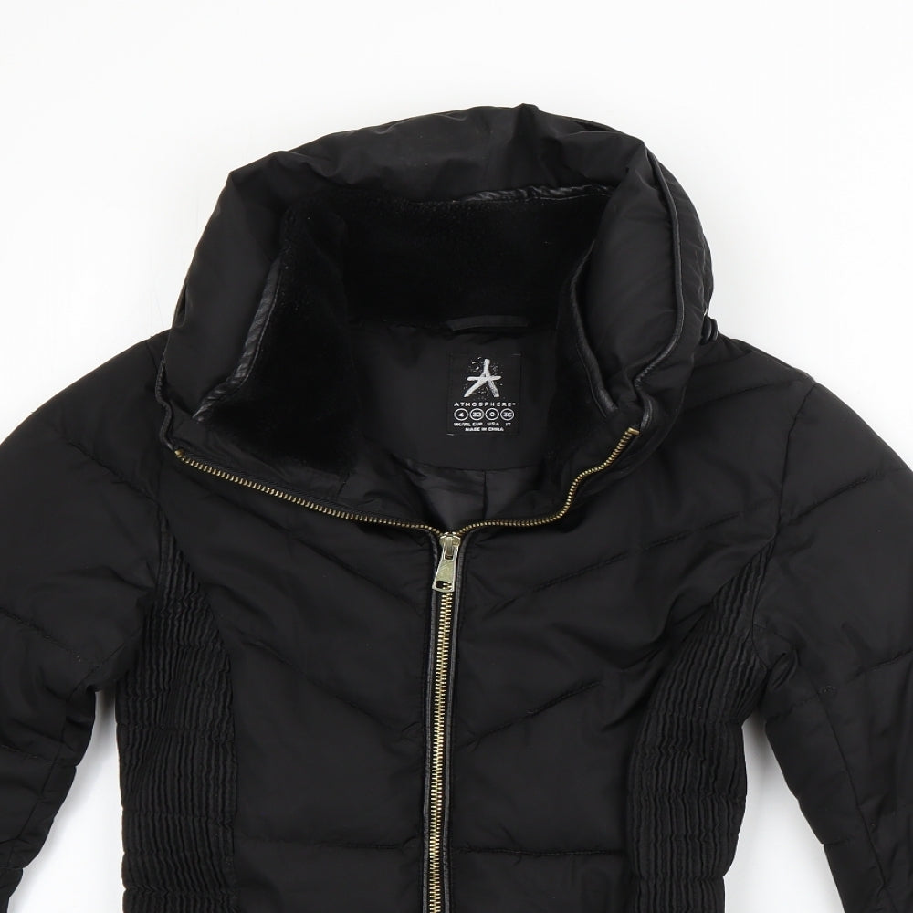 Atmosphere Womens Black   Puffer Jacket Coat Size 4  Zip