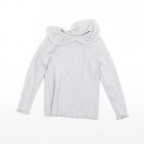 George Girls Grey Round Neck  Viscose Pullover Jumper Size 4-5 Years