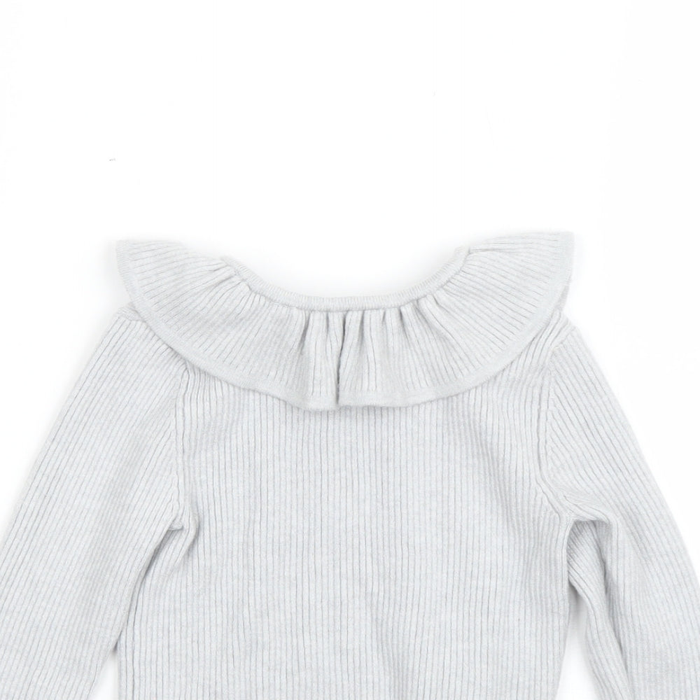 George Girls Grey Round Neck  Viscose Pullover Jumper Size 4-5 Years