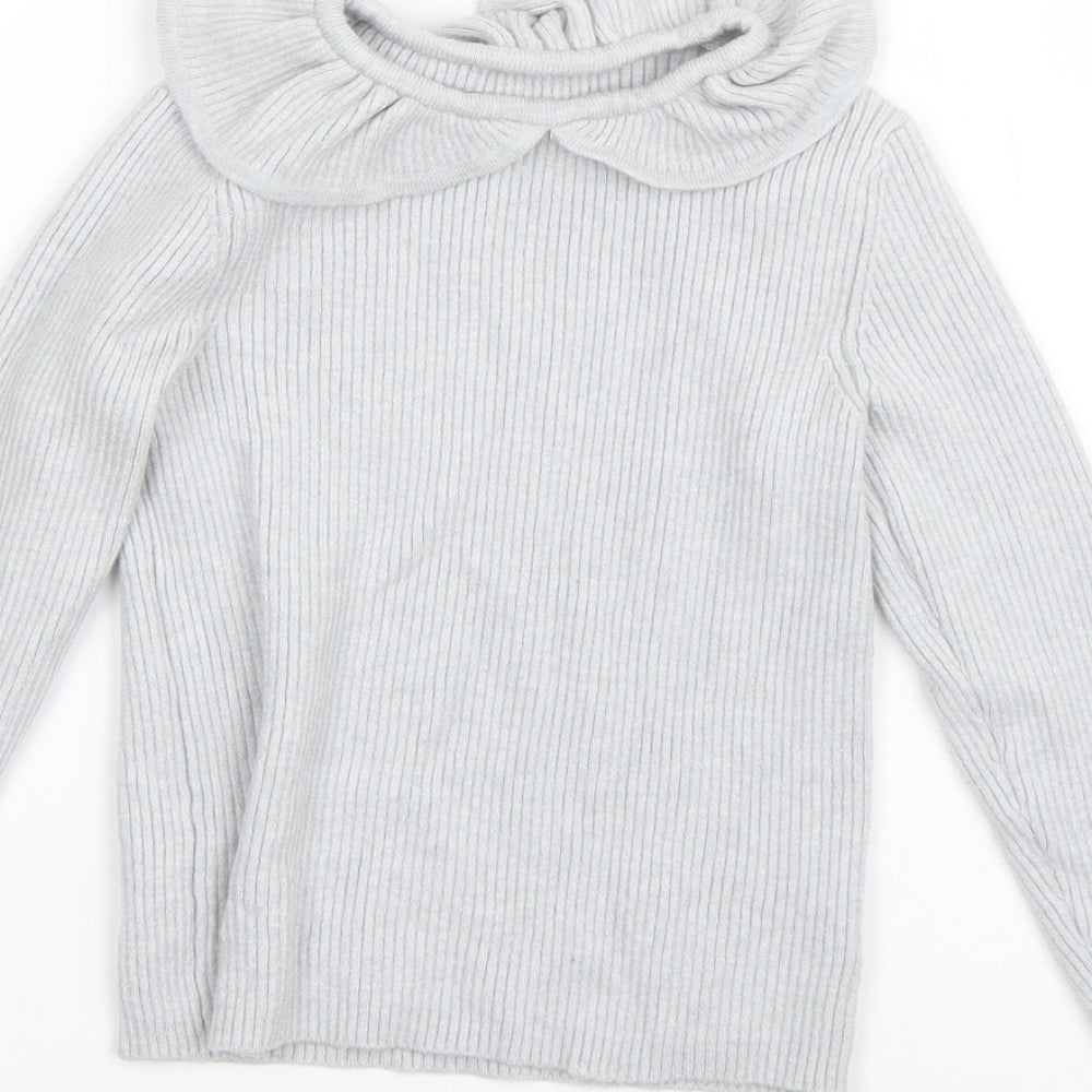 George Girls Grey Round Neck  Viscose Pullover Jumper Size 4-5 Years