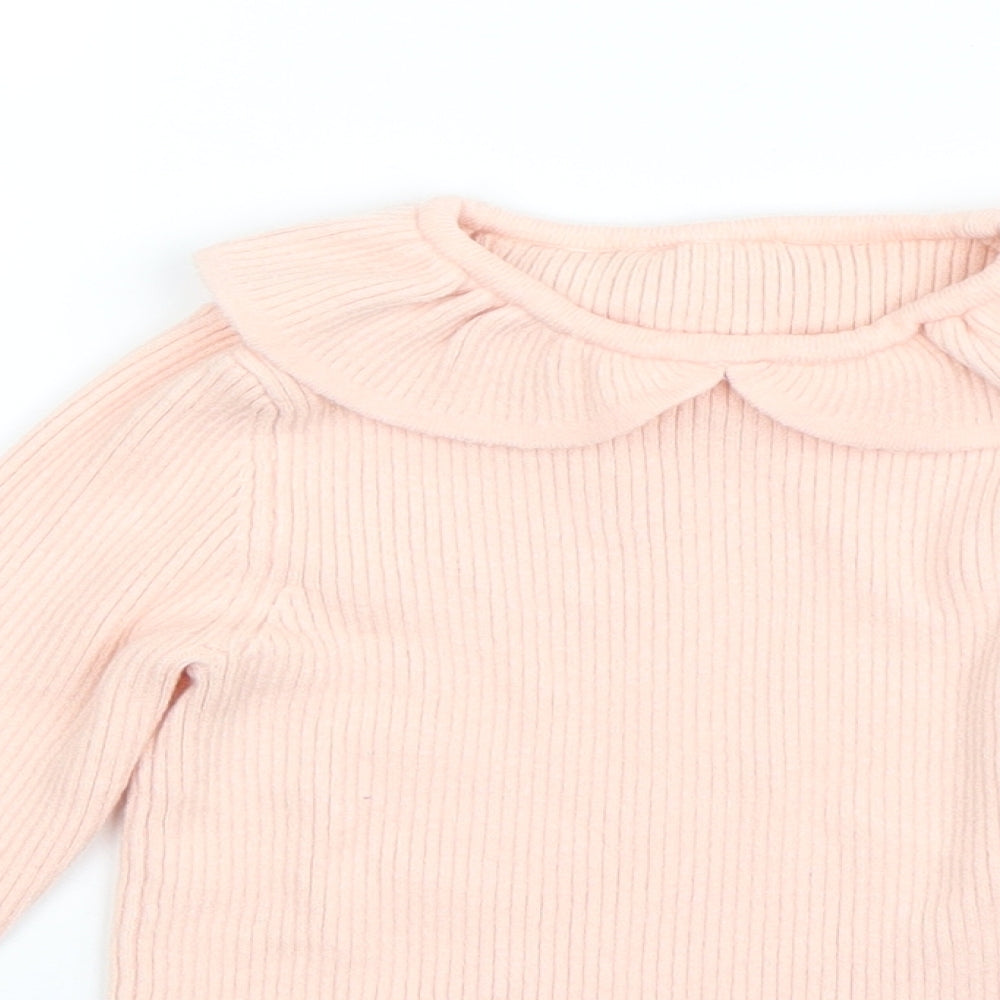 George Girls Pink Collared  Viscose Pullover Jumper Size 4-5 Years