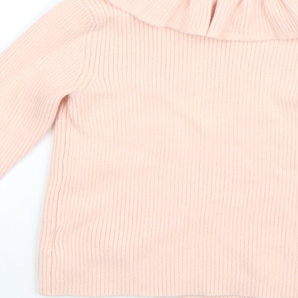George Girls Pink Collared  Viscose Pullover Jumper Size 4-5 Years