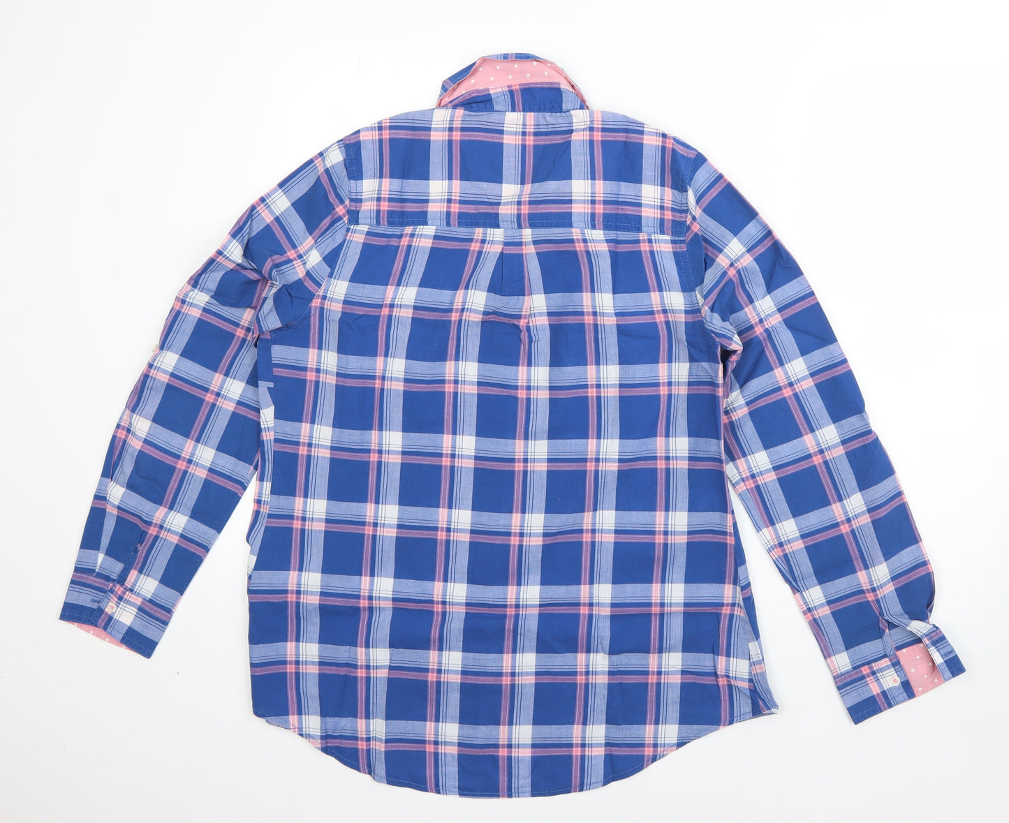 Papaya Womens Blue Plaid Cotton  Nightshirt Size 14  Button