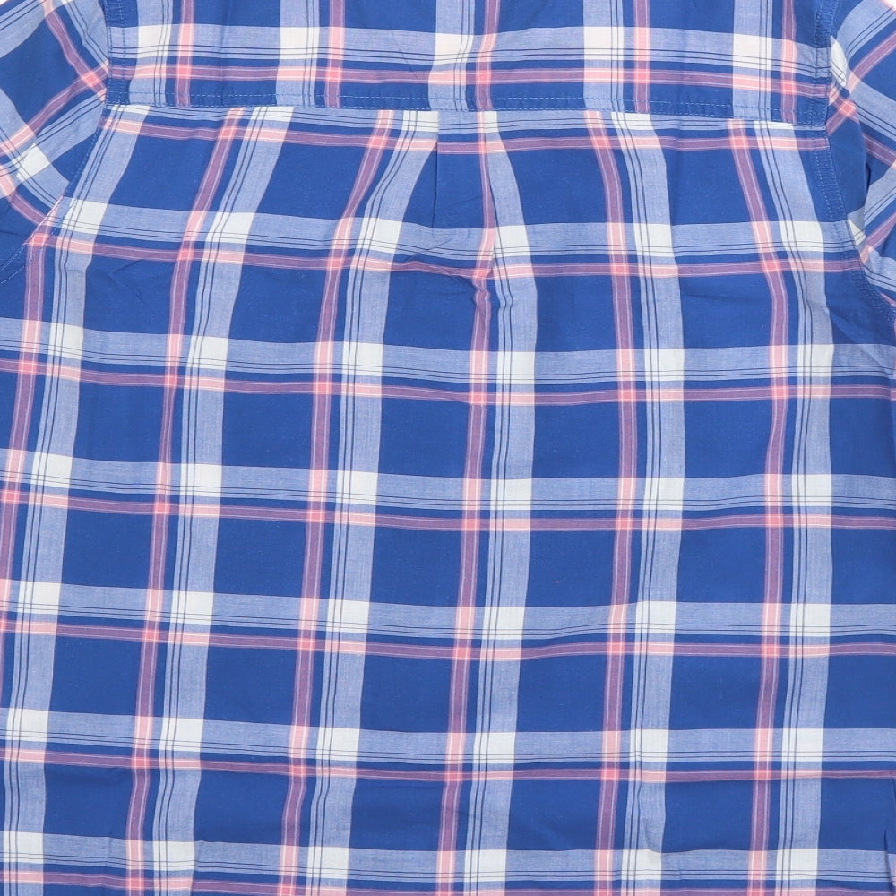 Papaya Womens Blue Plaid Cotton  Nightshirt Size 14  Button