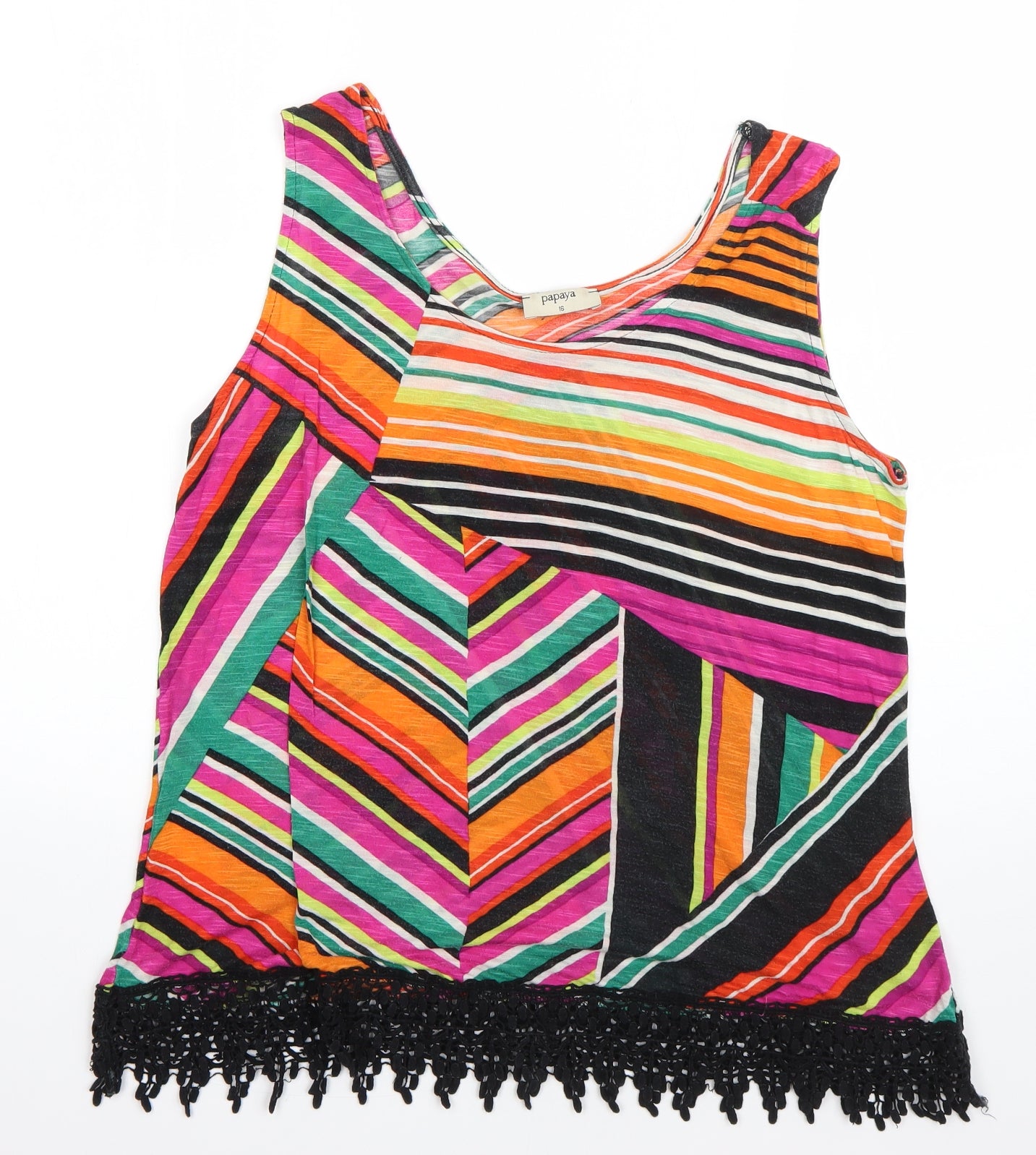 Papaya Womens Multicoloured  Viscose Basic Blouse Size 16 V-Neck