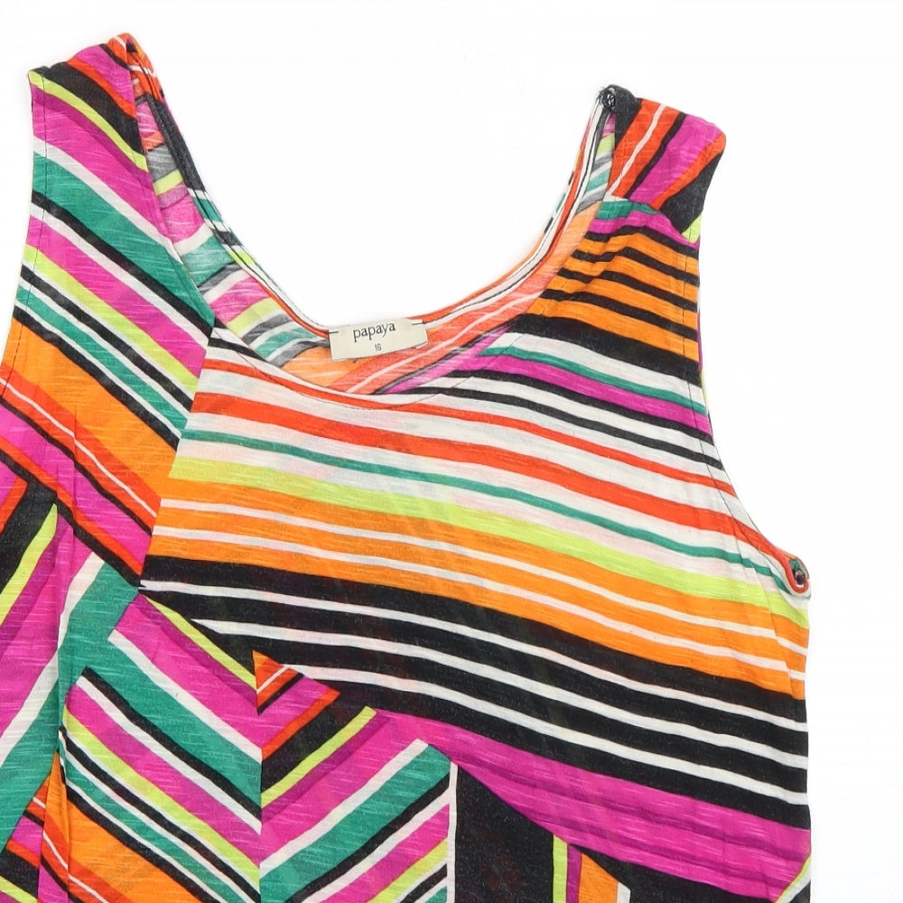 Papaya Womens Multicoloured  Viscose Basic Blouse Size 16 V-Neck