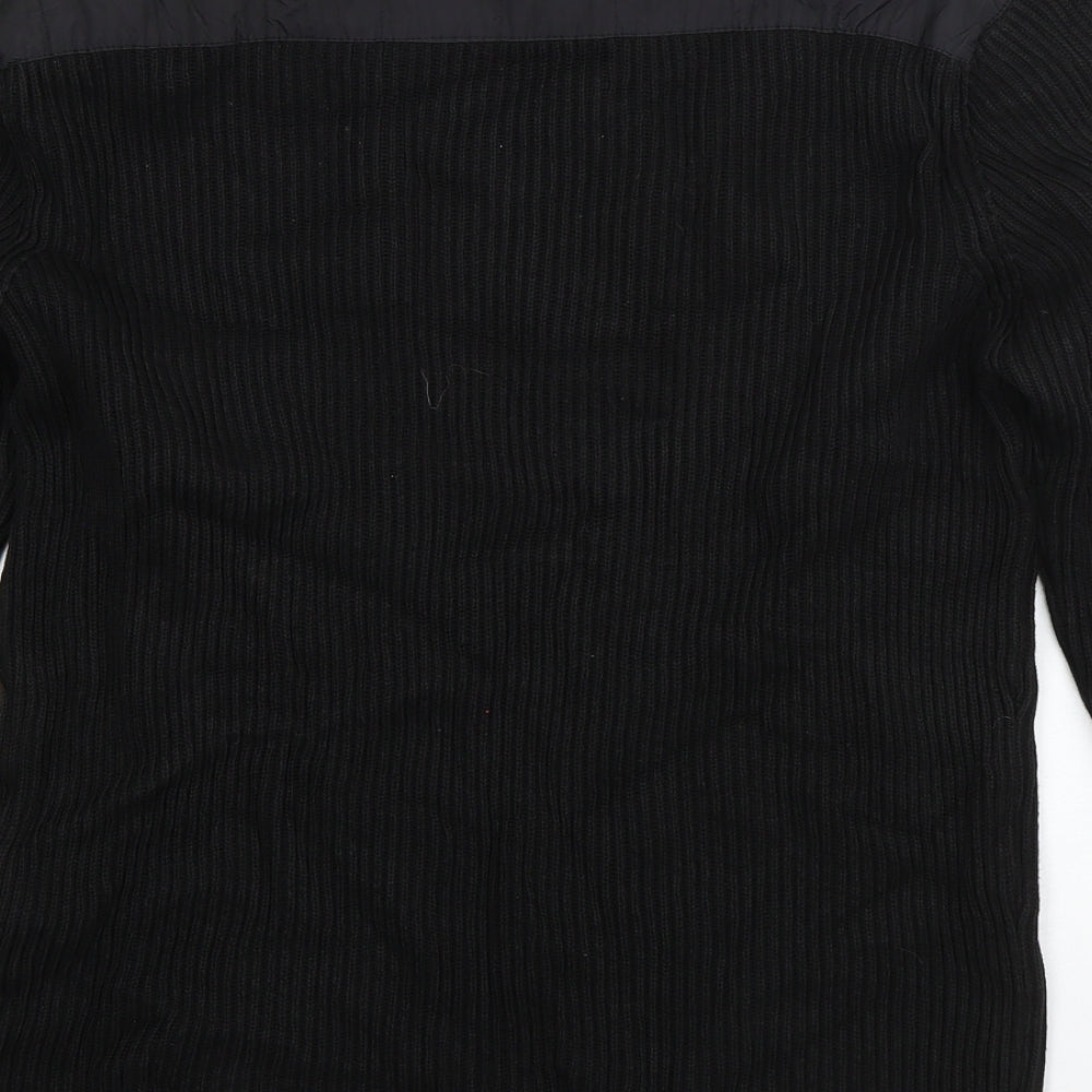 Zara Mens Black Round Neck  Cotton Pullover Jumper Size L