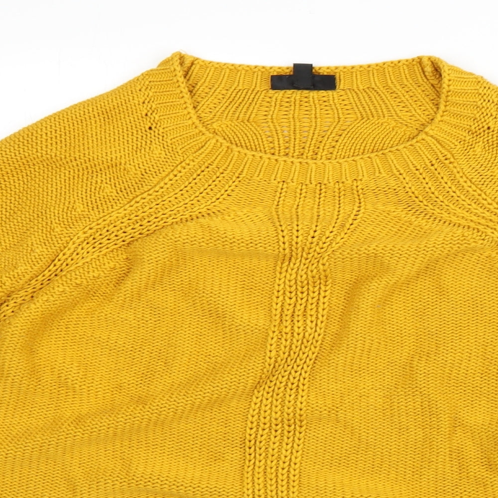 Topshop Womens Yellow Round Neck  Acrylic Pullover Jumper Size 8
