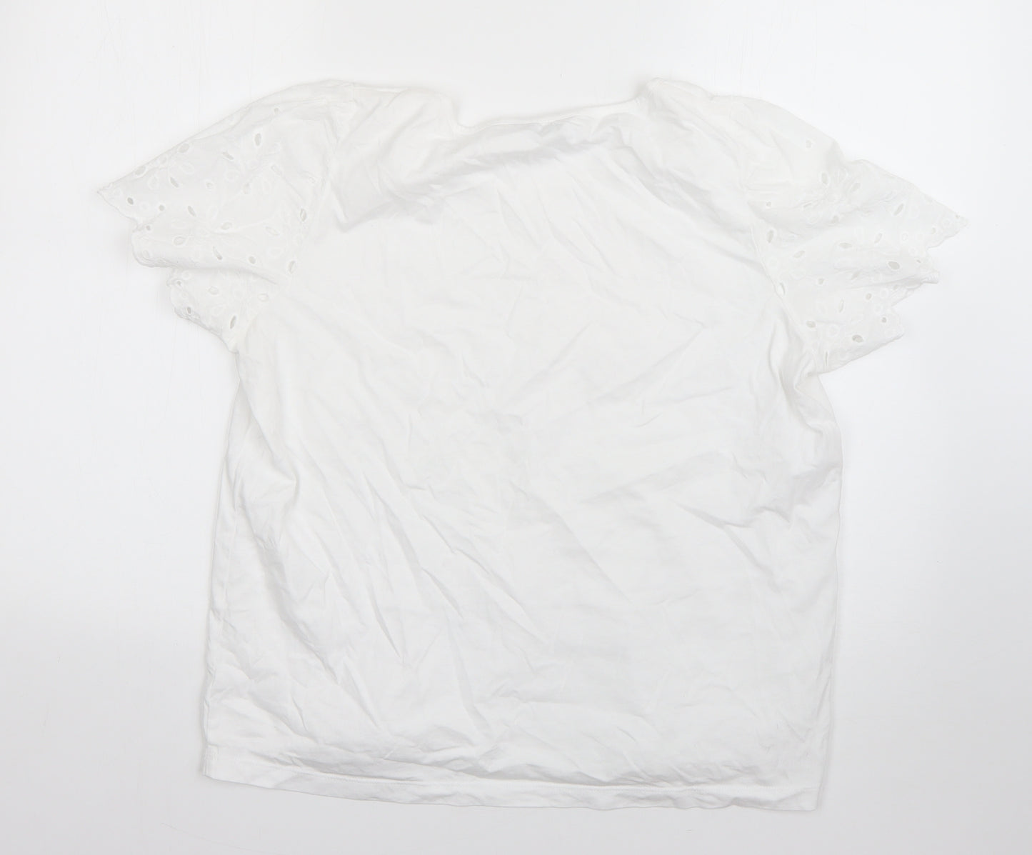 Nutmeg Womens White  Cotton Basic T-Shirt Size 12 Round Neck