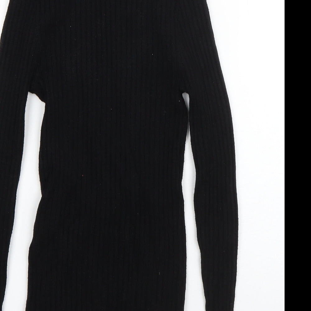 Primark Womens Black High Neck  Viscose Pullover Jumper Size XS