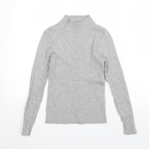 Primark Womens Grey High Neck  Viscose Pullover Jumper Size S
