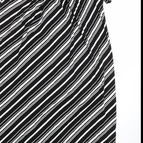 George Womens Black Striped Viscose Shift  Size L  One Shoulder