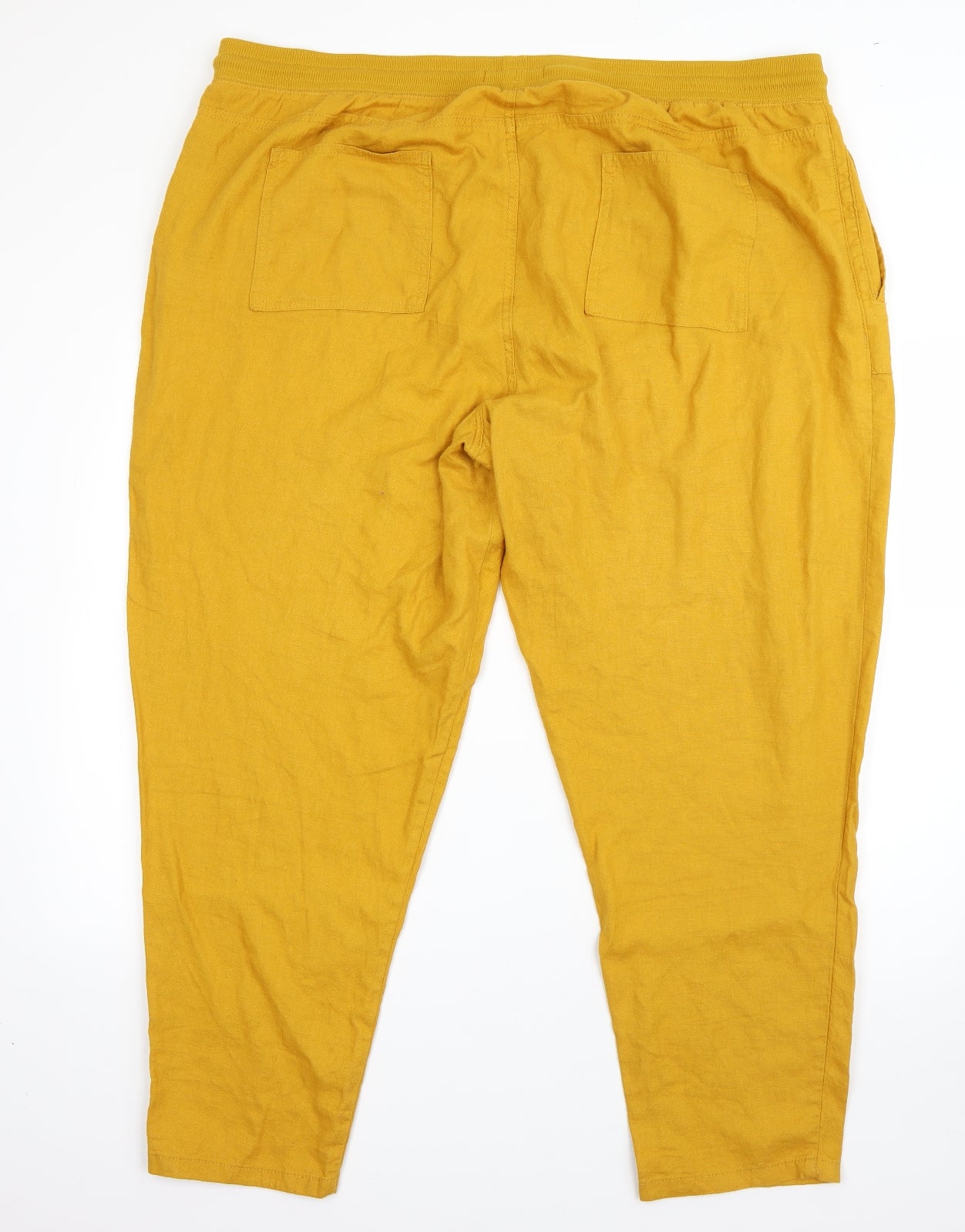 M&S Womens Yellow  Linen Harem Trousers Size 22 L28 in Regular