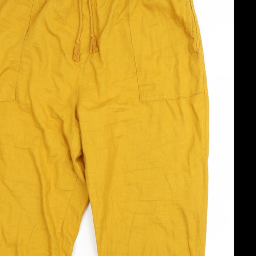 M&S Womens Yellow  Linen Harem Trousers Size 22 L28 in Regular