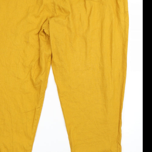 M&S Womens Yellow  Linen Harem Trousers Size 22 L28 in Regular