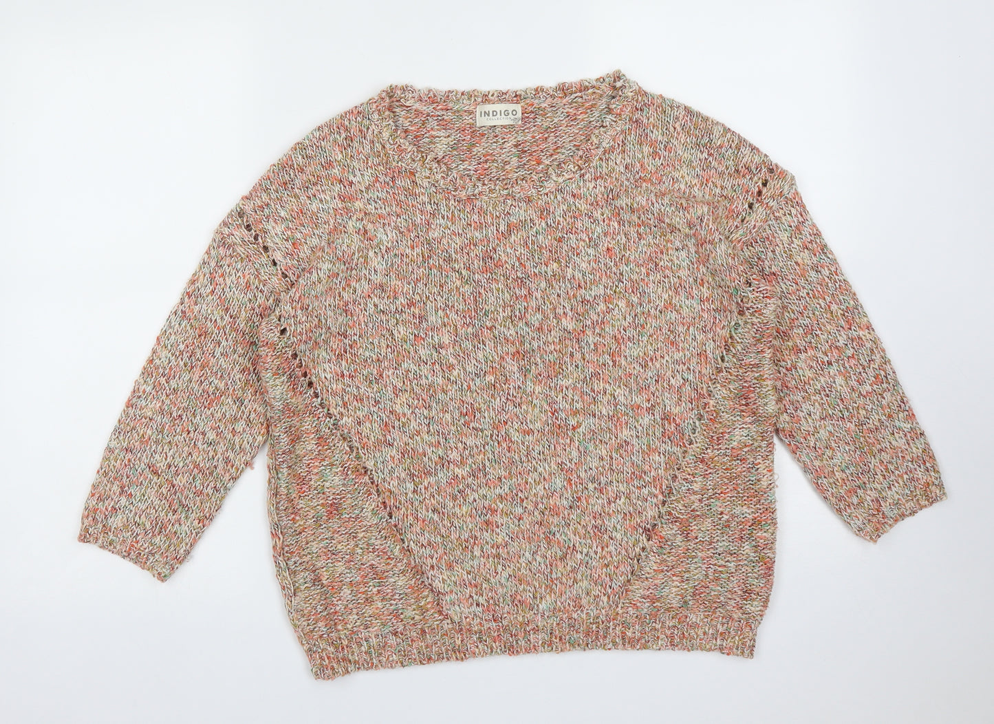 M&S Womens Multicoloured  Acrylic Basic T-Shirt Size 14 Round Neck