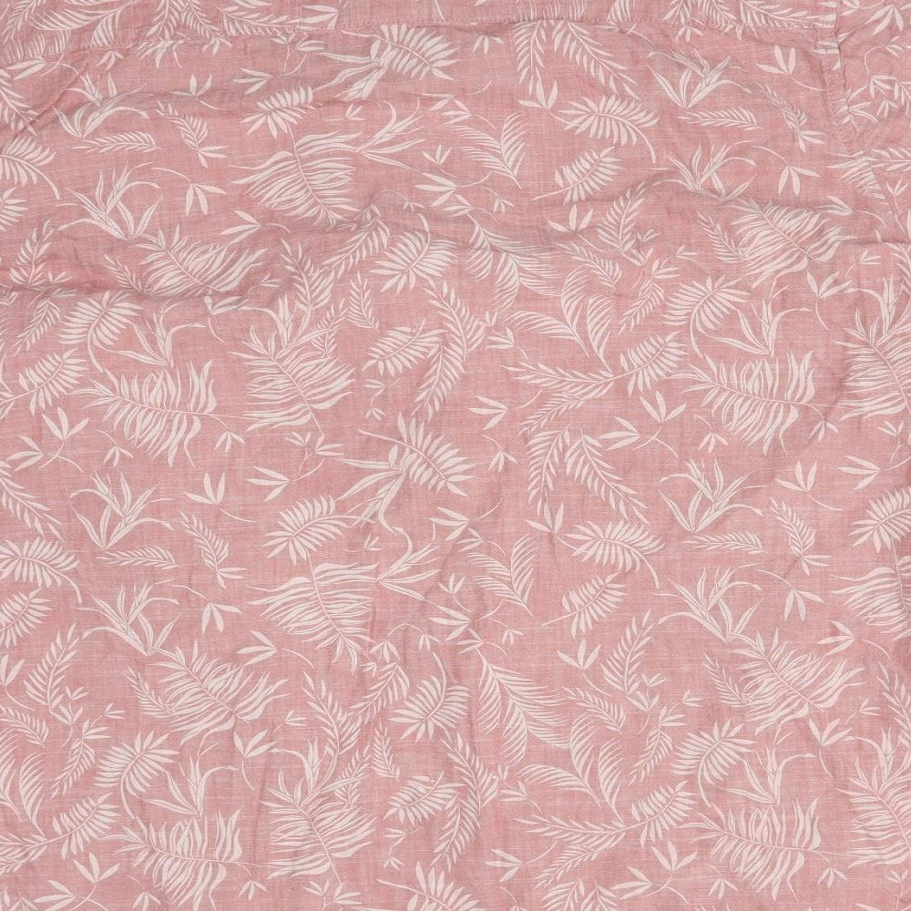 F&F Mens Pink Floral Cotton  Button-Up Size 3XL Collared