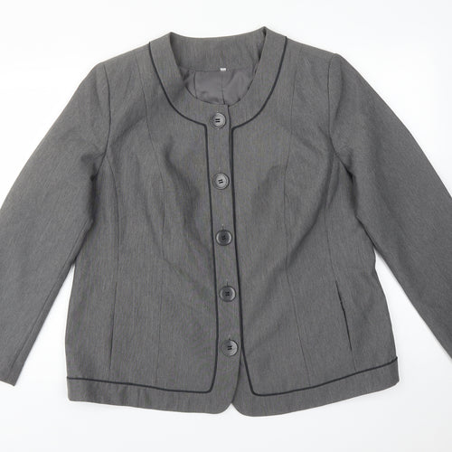 Preworn Womens Grey  Polyester Jacket Suit Jacket Size 16