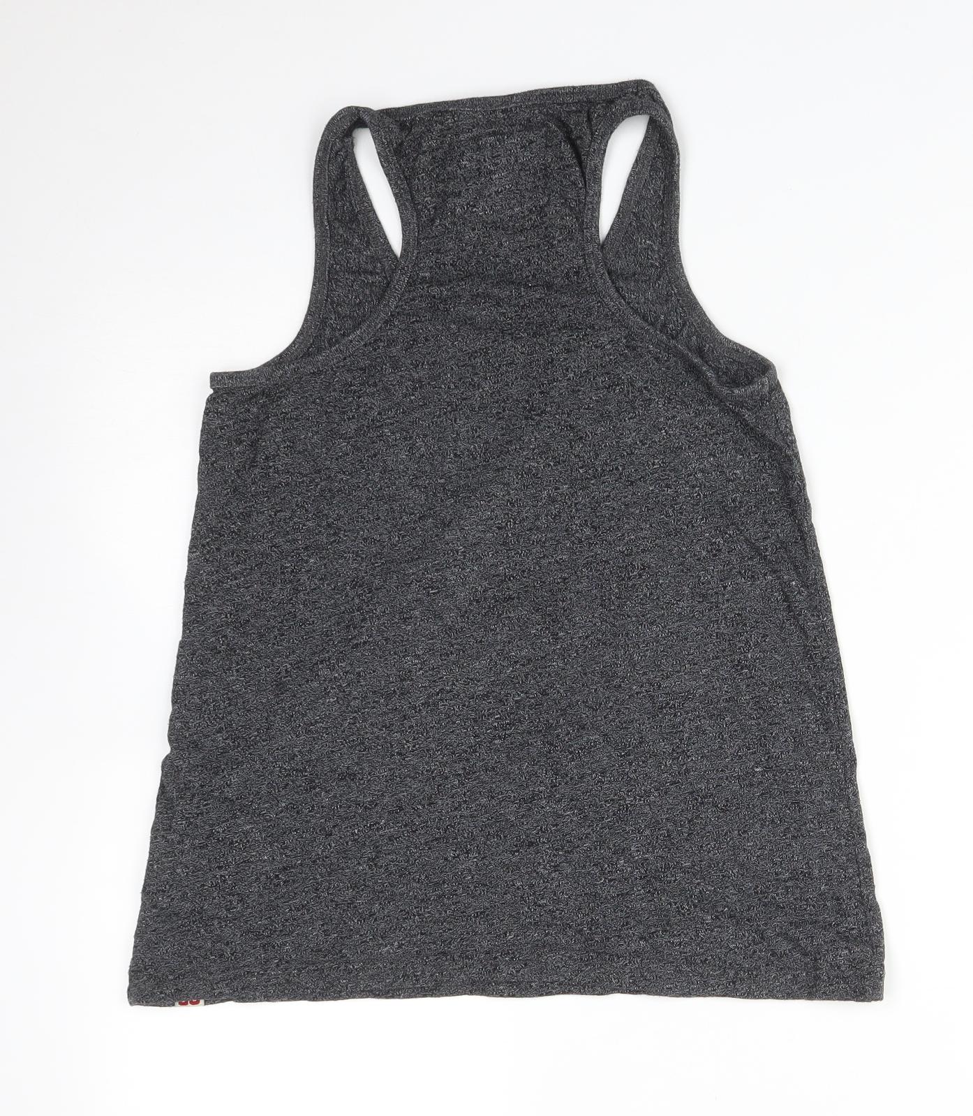 Superdry Womens Grey  Cotton Basic Tank Size 10 Scoop Neck