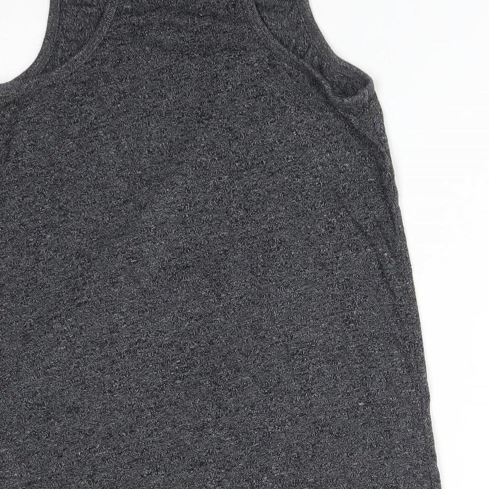 Superdry Womens Grey  Cotton Basic Tank Size 10 Scoop Neck