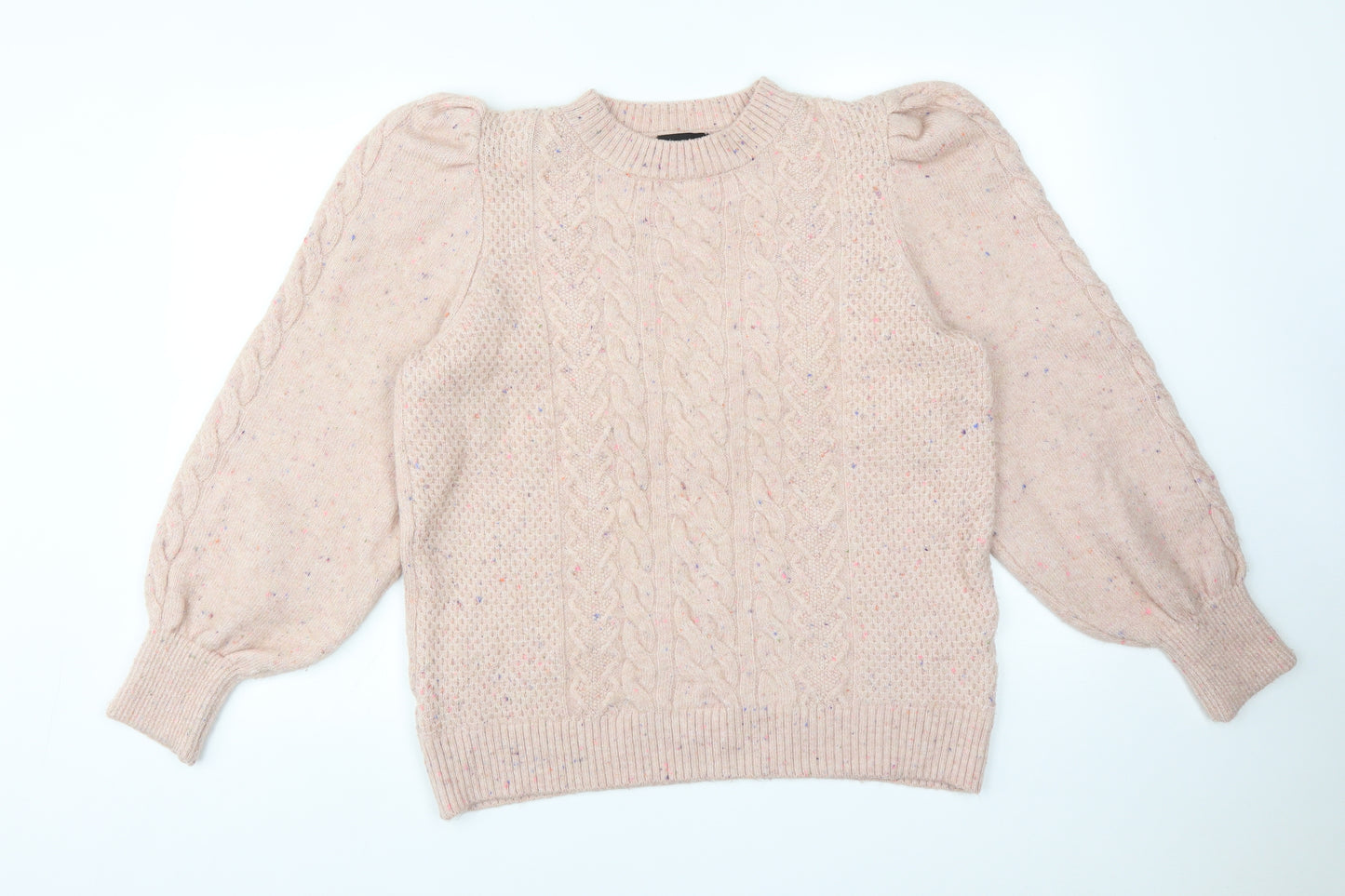 F&F Womens Pink  Acrylic Basic T-Shirt Size 14 Round Neck