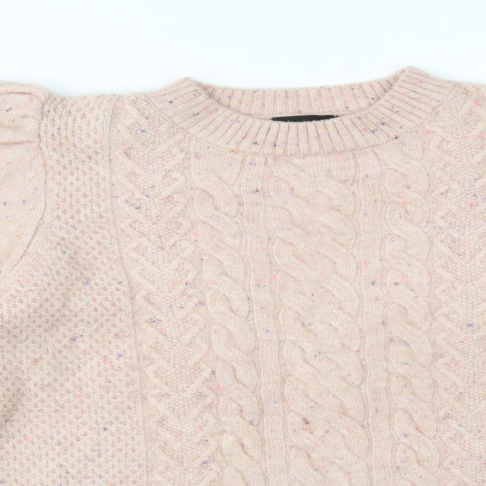 F&F Womens Pink  Acrylic Basic T-Shirt Size 14 Round Neck