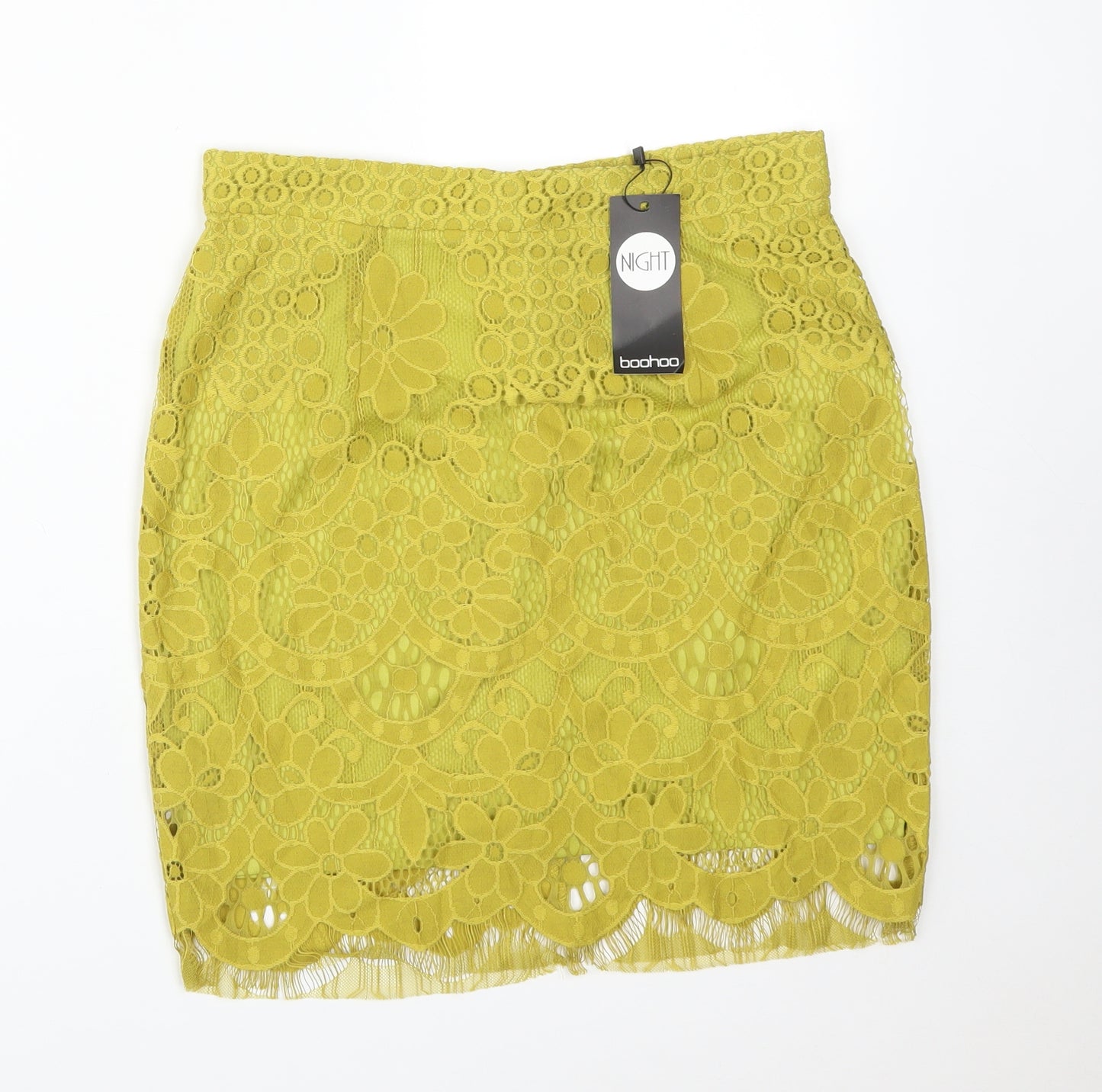 Boohoo Womens Green Floral Polyester Straight & Pencil Skirt Size 10