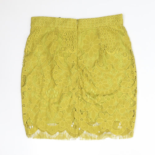 Boohoo Womens Green Floral Polyester Straight & Pencil Skirt Size 10