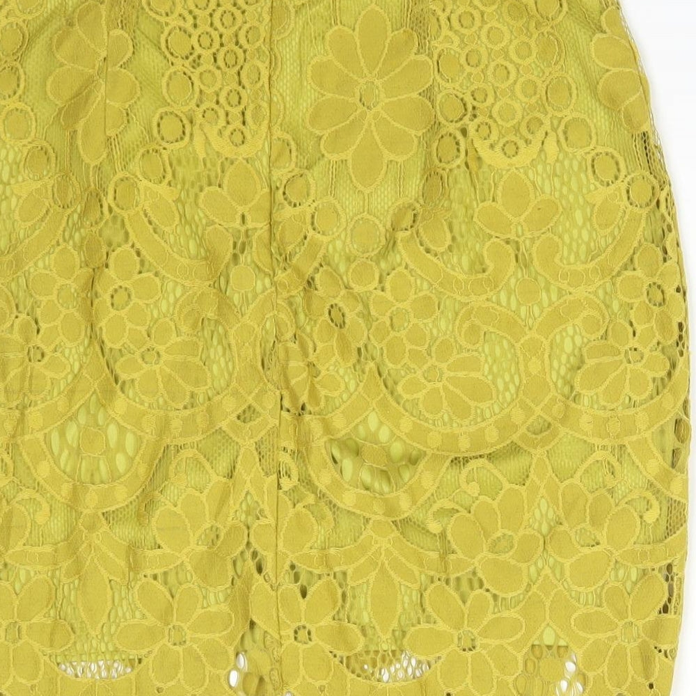 Boohoo Womens Green Floral Polyester Straight & Pencil Skirt Size 10