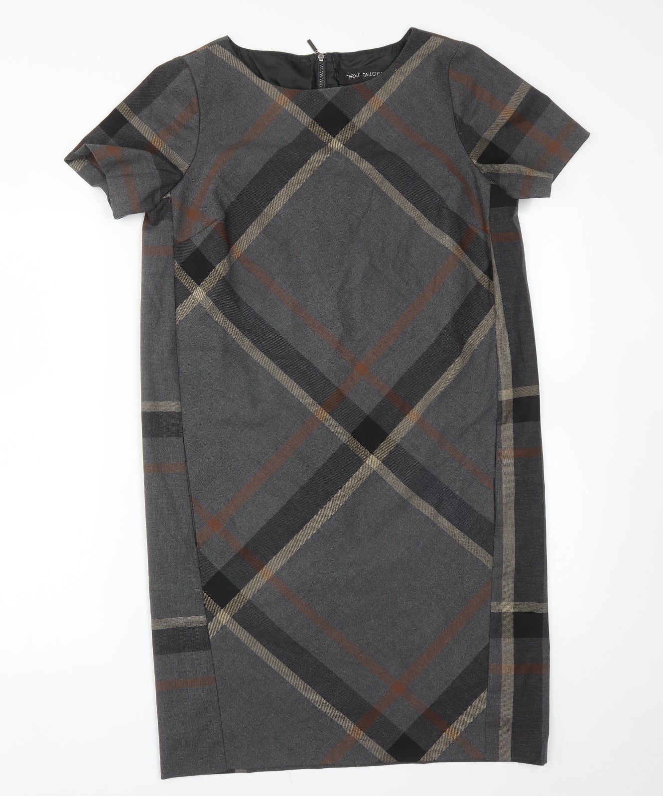NEXT Womens Multicoloured Check Polyester Pencil Dress  Size 10  Round Neck