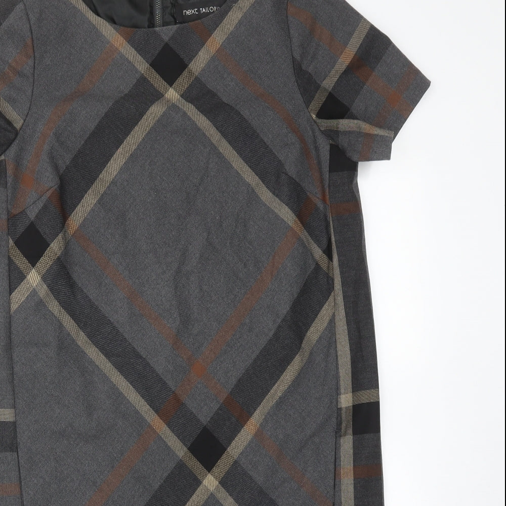 NEXT Womens Multicoloured Check Polyester Pencil Dress  Size 10  Round Neck