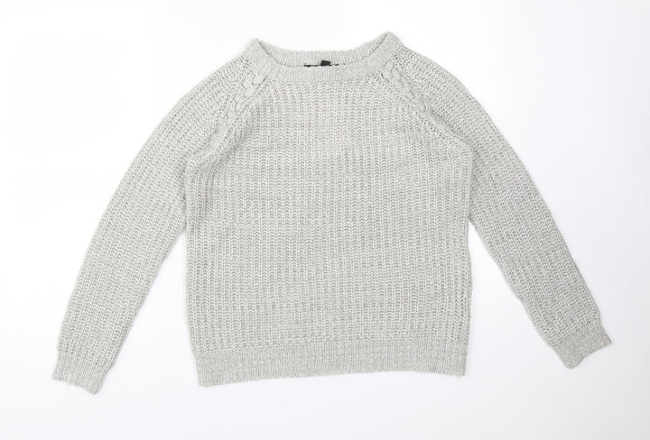 Atmosphere Womens Grey Round Neck Acrylic Pullover Jumper Size 8