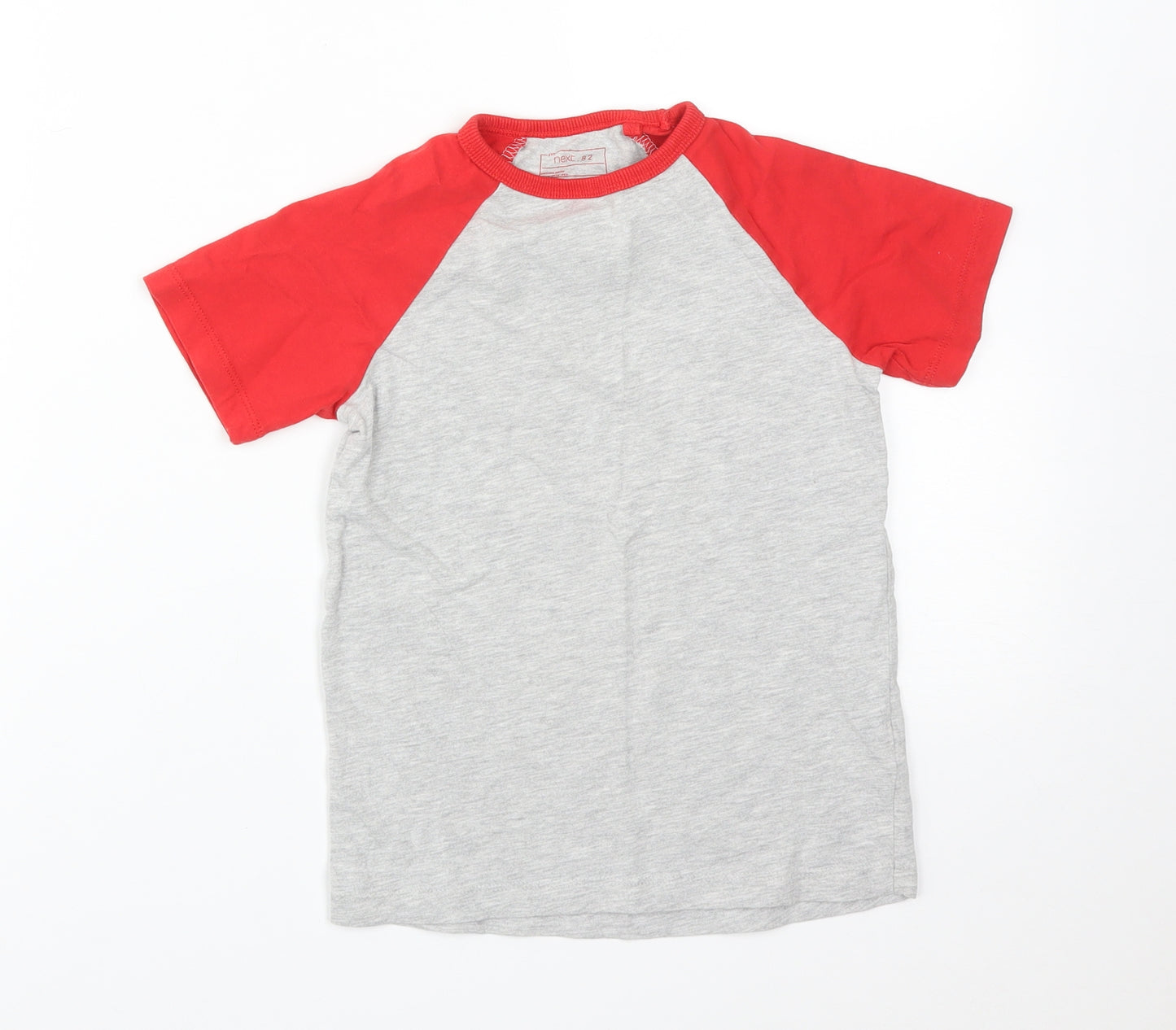 NEXT Boys Grey Colourblock Cotton Basic T-Shirt Size 5 Years Crew Neck