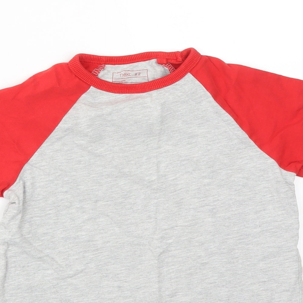 NEXT Boys Grey Colourblock Cotton Basic T-Shirt Size 5 Years Crew Neck