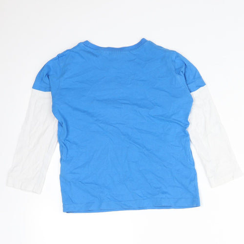 Lee Cooper Boys Blue Colourblock Cotton Basic T-Shirt Size 5-6 Years Round Neck  - SPEED DEMONS
