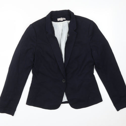 H&M Womens Blue  Polyester Jacket Suit Jacket Size 12