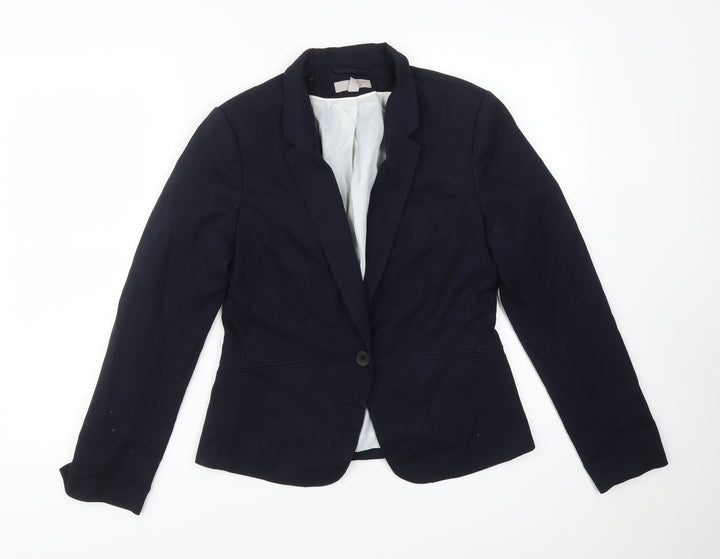 H&M Womens Blue  Polyester Jacket Suit Jacket Size 12
