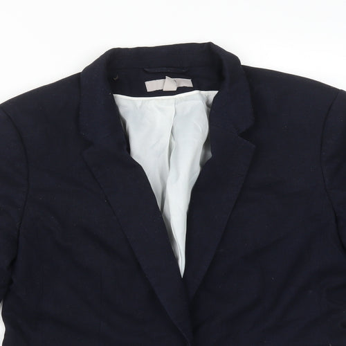 H&M Womens Blue  Polyester Jacket Suit Jacket Size 12