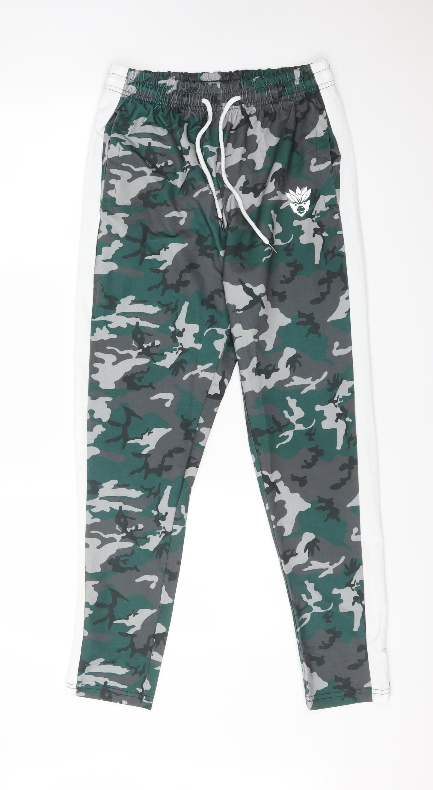 Preworn Mens Multicoloured Camouflage Polyester Jogger Trousers Size L L28 in Regular