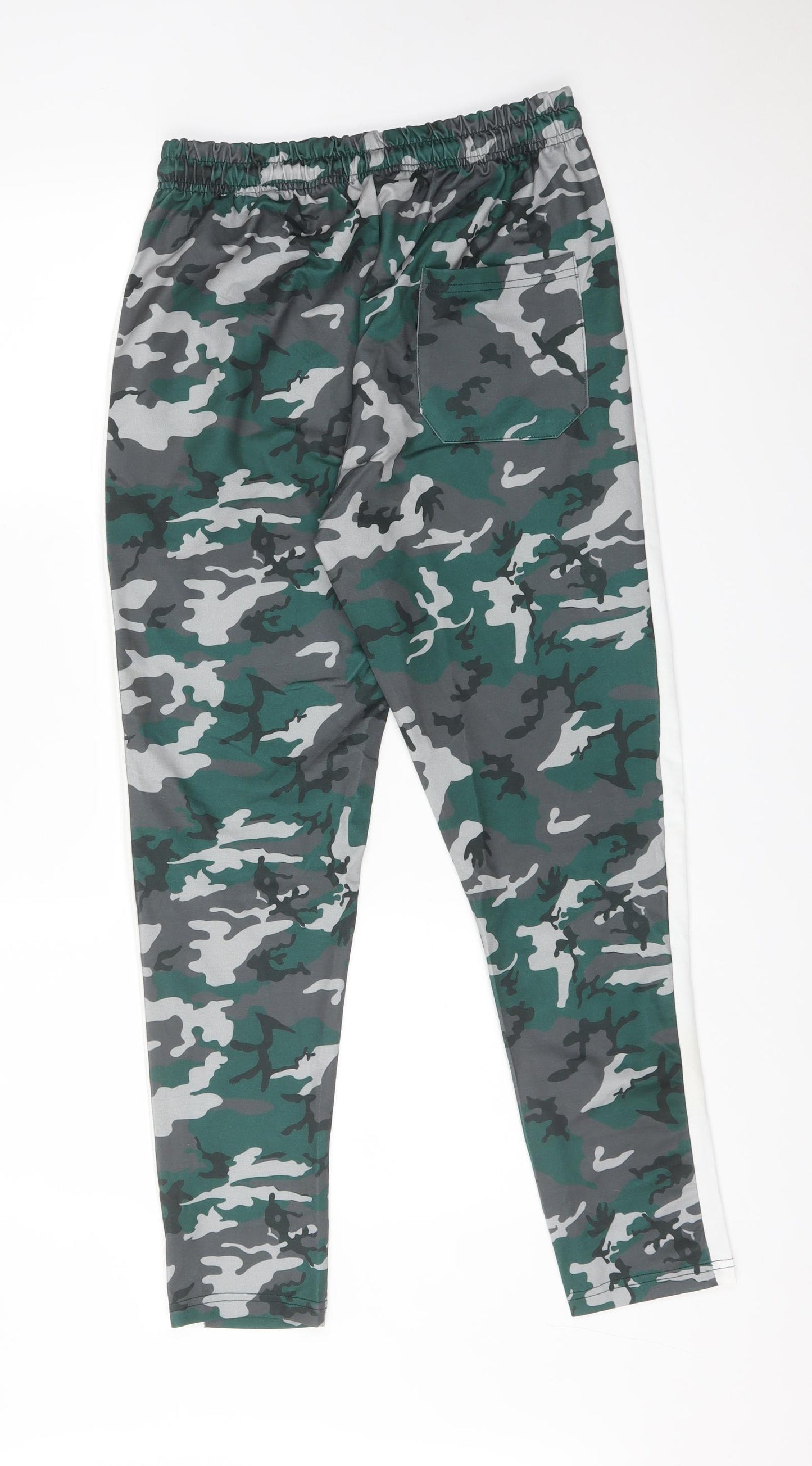 Preworn Mens Multicoloured Camouflage Polyester Jogger Trousers Size L L28 in Regular
