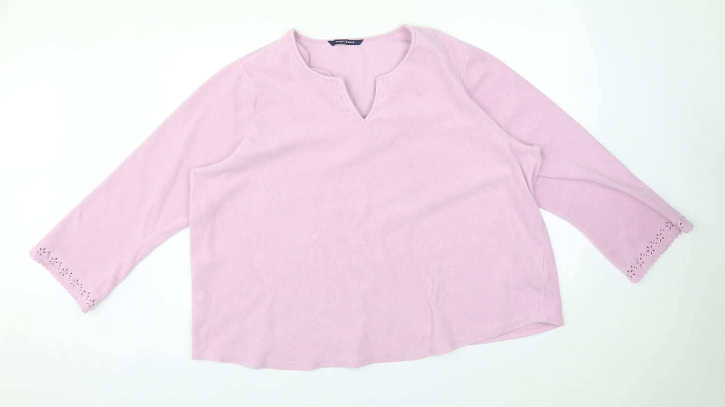 East Coast Womens Pink Floral Polyester Basic T-Shirt Size 28 V-Neck