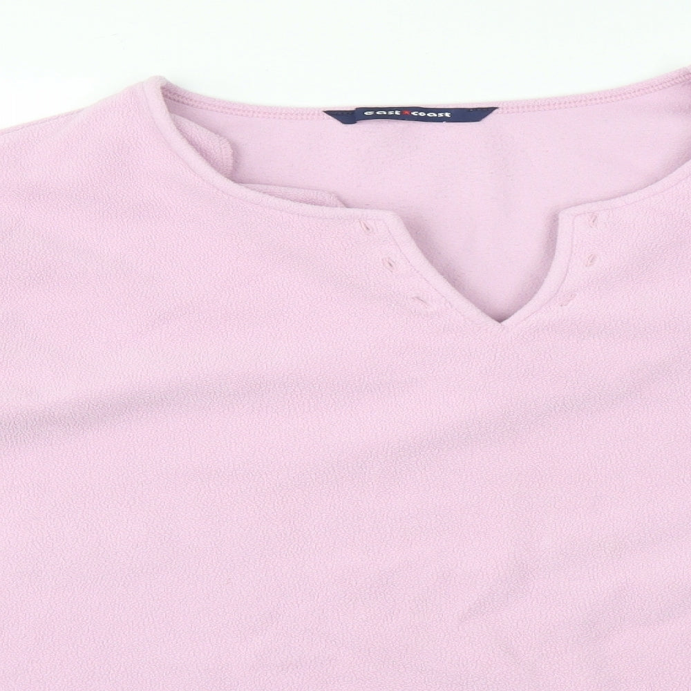 East Coast Womens Pink Floral Polyester Basic T-Shirt Size 28 V-Neck