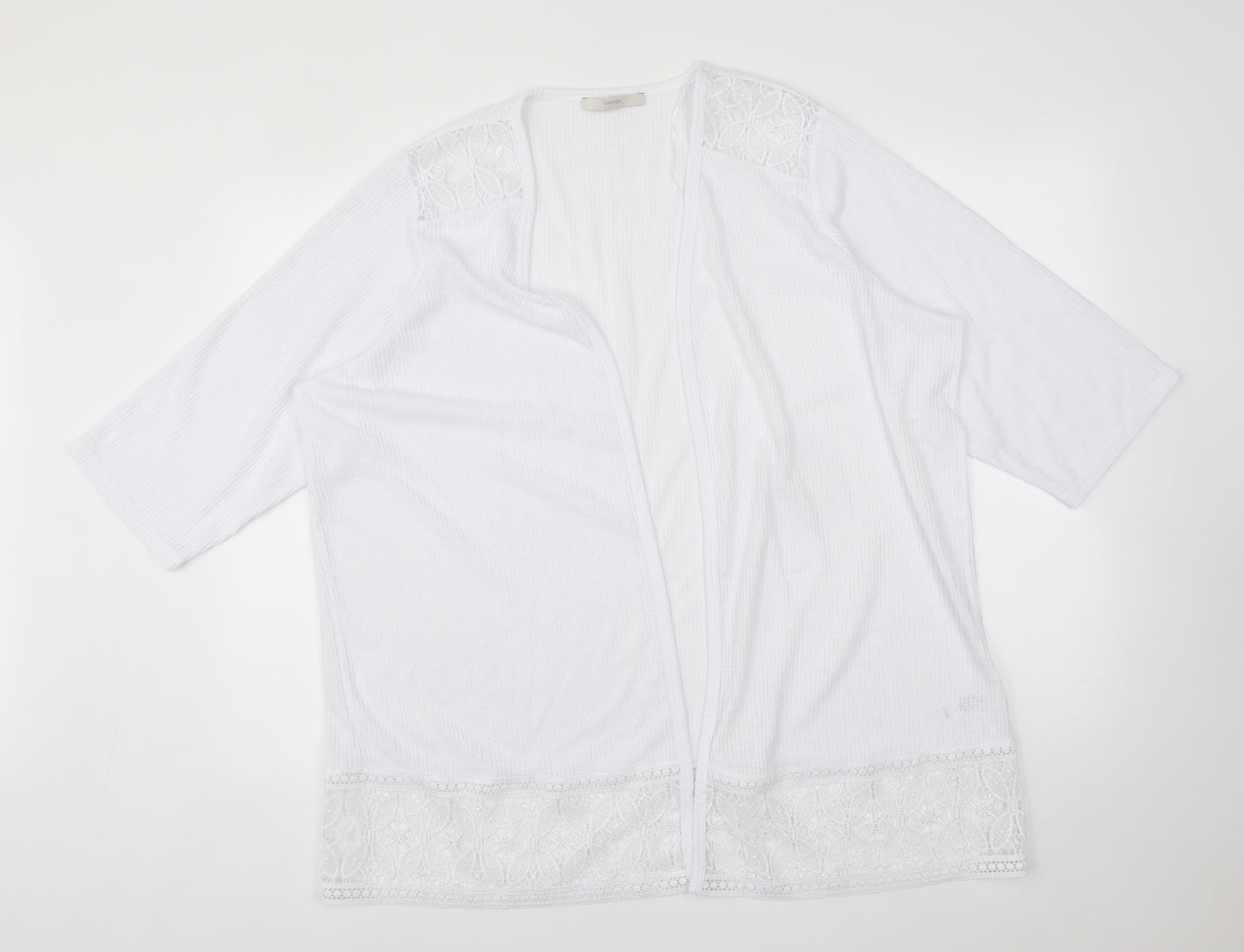 George Womens White  Floral Polyester Cardigan Jumper Size 24