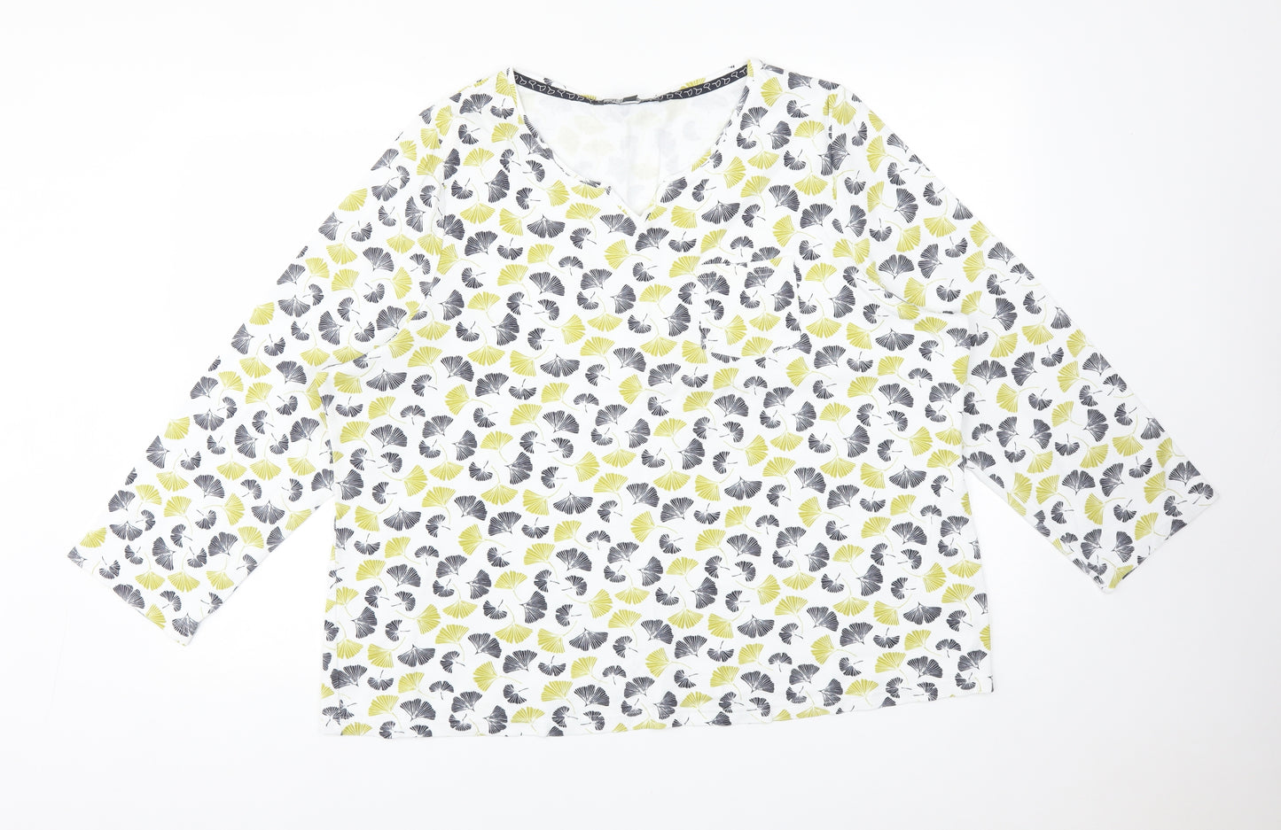 Bonmarché Womens Multicoloured Floral Cotton Basic T-Shirt Size 24 V-Neck