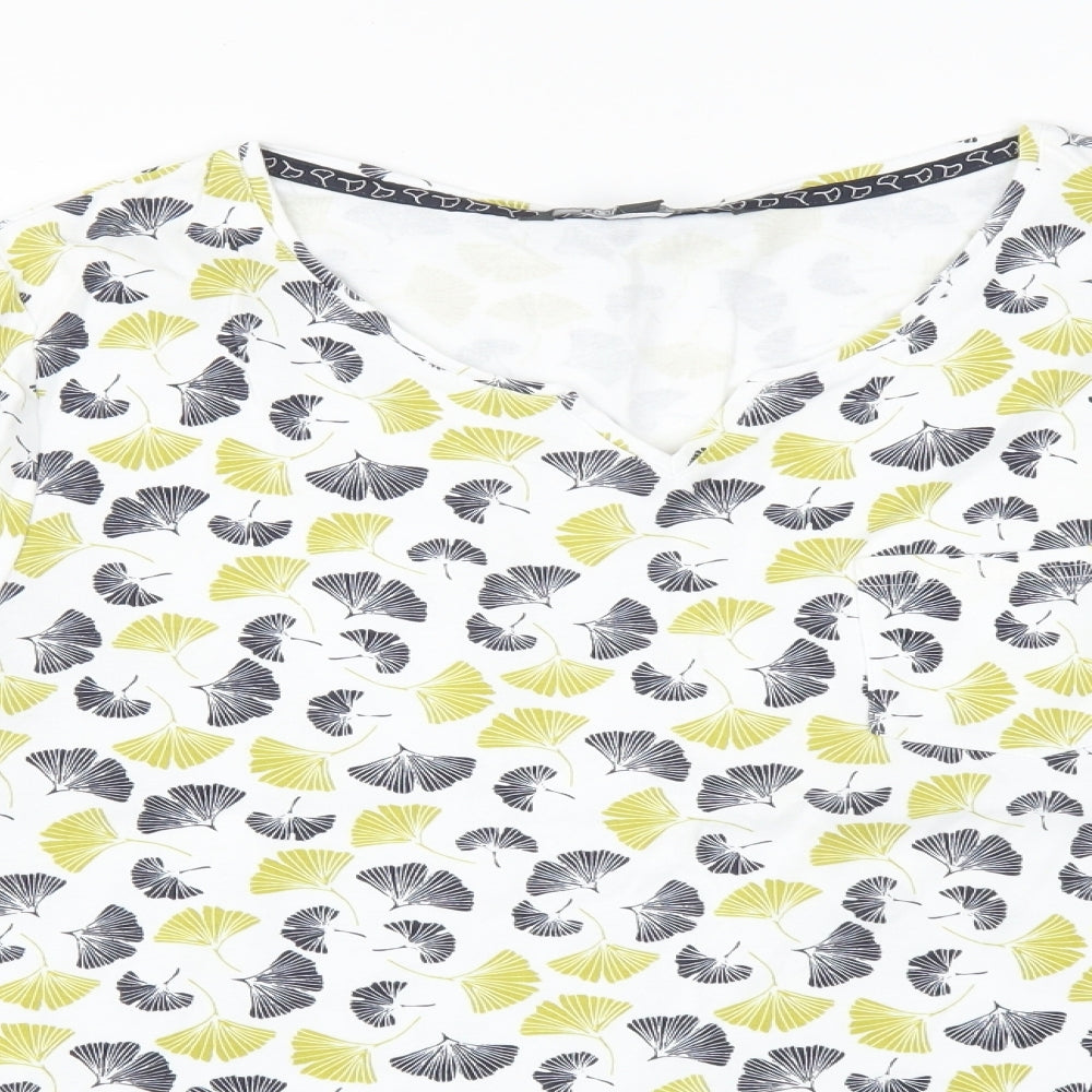 Bonmarché Womens Multicoloured Floral Cotton Basic T-Shirt Size 24 V-Neck