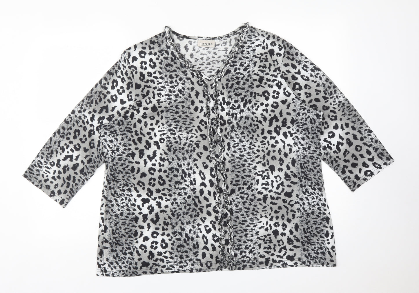 CANDA Womens Multicoloured Animal Print  Basic T-Shirt Size XL V-Neck