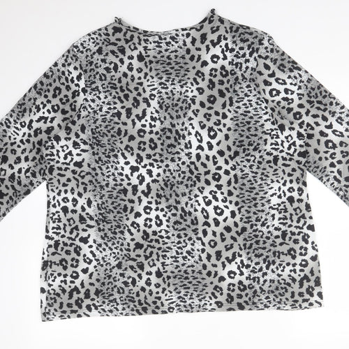 CANDA Womens Multicoloured Animal Print  Basic T-Shirt Size XL V-Neck